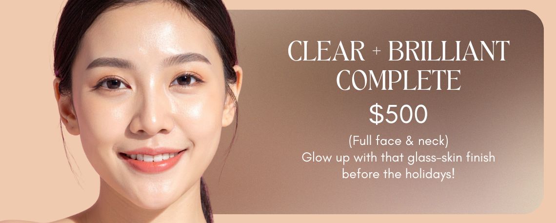Woman smiling highlighting a special on Clear and Brilliant